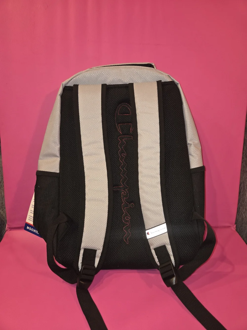 Champion Light Gray & Black Backpack with Red Logo